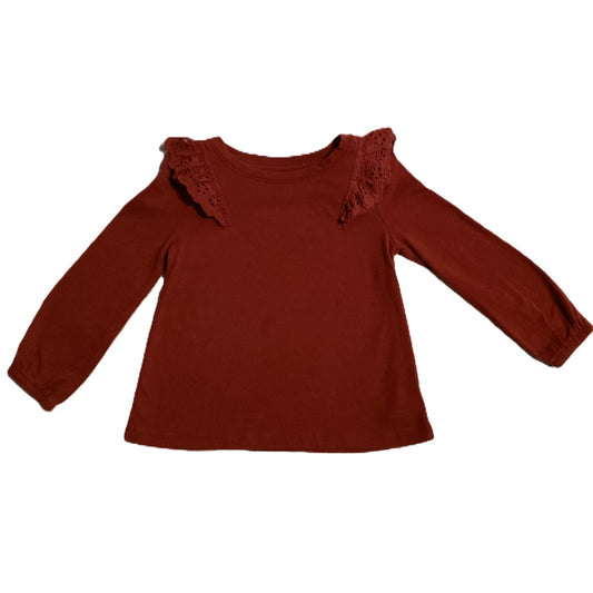 3T Girls Cat & Jack Burgundy Ruffle Shoulder Shirt