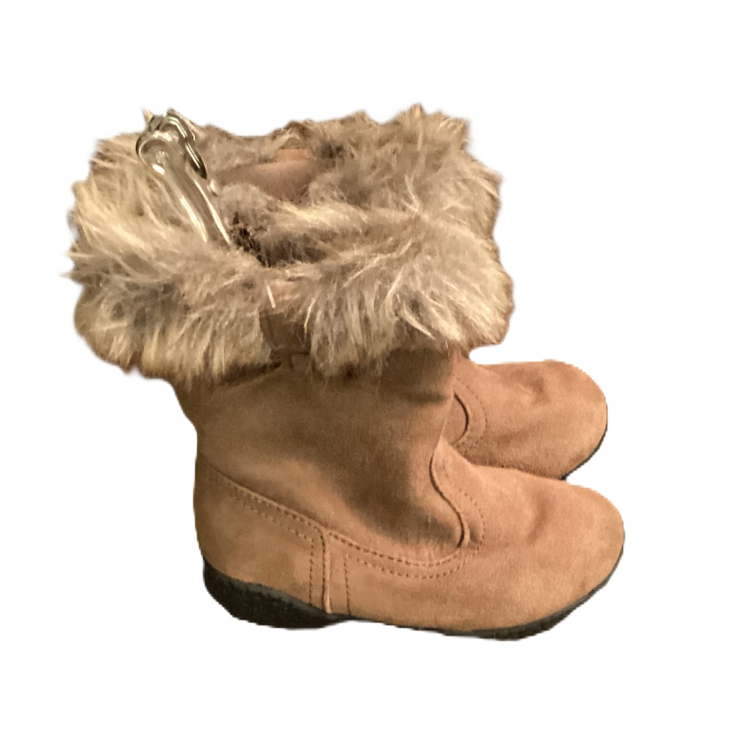 Size 7 The Childrens Place Tan Suede w/Fur Trim Boots