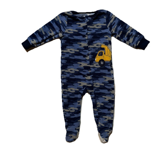 9-12 Boys Absorba Blue Camo w/Dump Truck Fleece Sleeper