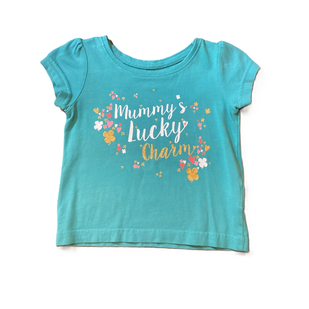 9-12 Girls Young Dimensions Baby Girl Green Mommy's Lucky Charm Short Sleeve