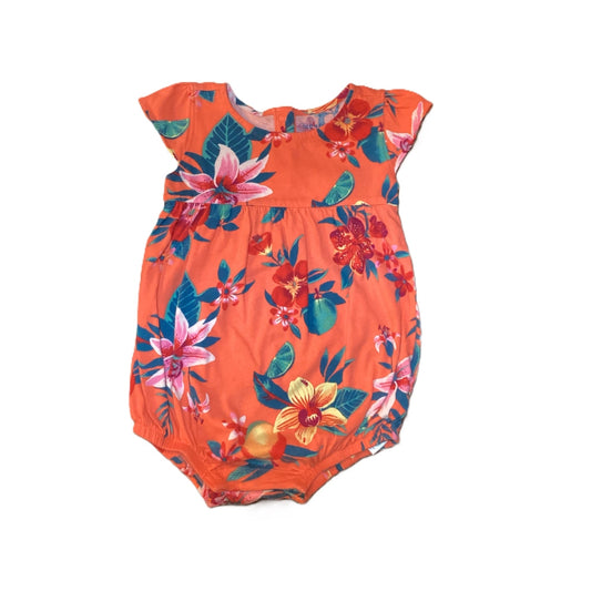 12-18 Girls Old Navy Dark Peach Tropical Floral Bubble