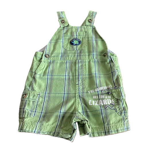 18-24 Boys BT Kids Lime Plaid Overall Shorts