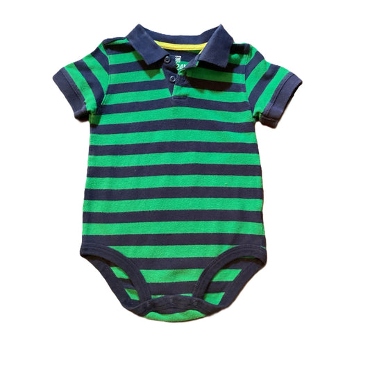 18-24 Boys OshKosh Green/Navy Striped Polo Onesie