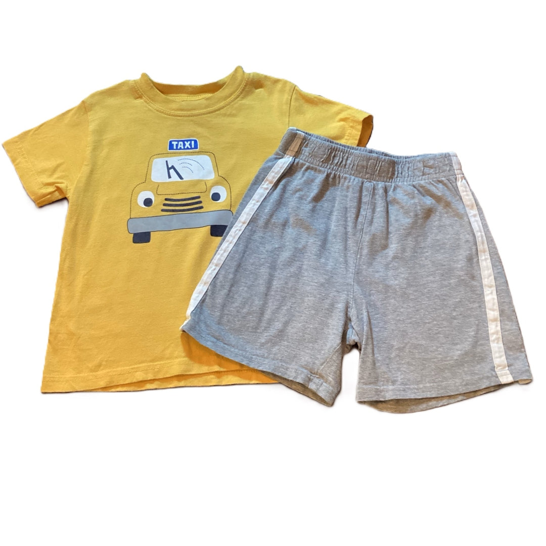 18-24 Boys Gymboree Yellow Taxi Shirt. Gray Shorts w/White Stripe Shorts