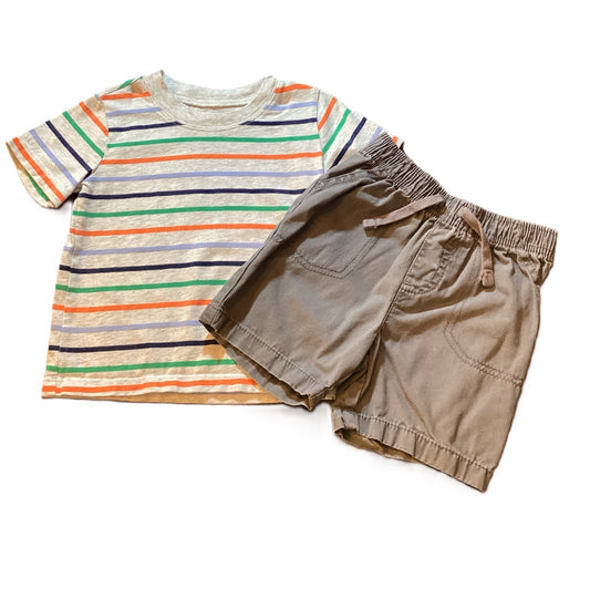 18-24 Boys Carter's Light Gray Stripe Tee, Jumping Beans Dark Gray Shorts