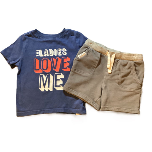 18-24 Boys Old Navy Blue The Ladies Love Me Tee, Simple Joys Dark Gray Shorts