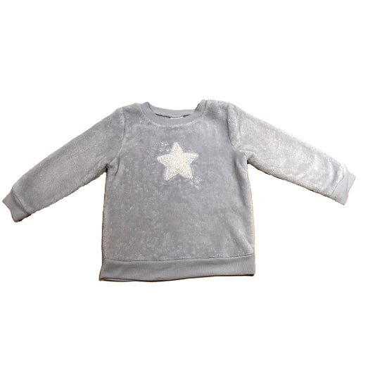 12-18 Girls Jumping Beans Gray Fleece Star Crewneck Sweatshirt