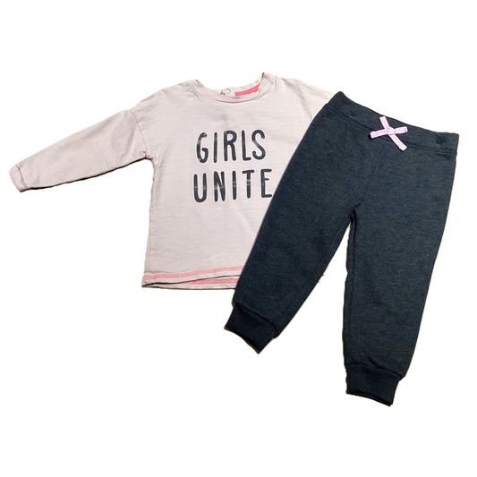 12-18 Girls H&M Baby Pink Lightweight Sweatshirt, Jumping Beans Gray with Pink Bow Fleece Leggings