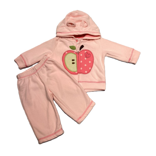 0-3 Girls Carter's Light Pink Fleece w/Apple Matched Set