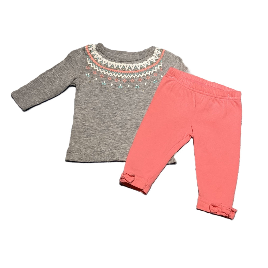 0-3 Girls Carter's Shirt with Decorative Neckline, Carter's Matching Leggings