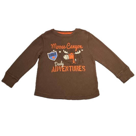 3T Boys Jumping Beans Brown Waffle Moose Canyon Long Sleeve Shirt