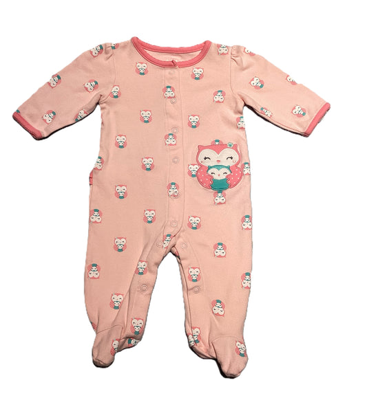 0-3 Girls Child of Mine Owl Ruffle Bottom Sleeper