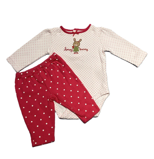 0-3 Girls Carter's Honey Bunny Long Sleeve Onesie, Leggings Set