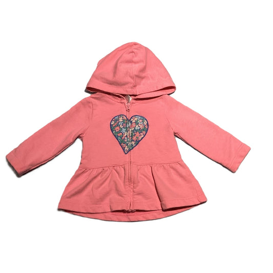 9-12 Girls Carter's Pink Zip Up Hoodie w/Floral Heart