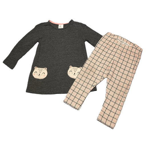 6-9 Girls H&M Gray/Pink Plaid Matched Set