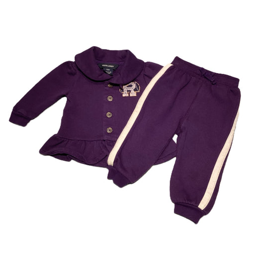 9-12 Girls Ralph Lauren Purple Matching Sweatset