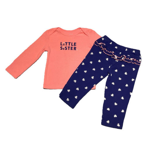 9-12 Girls Child Of Mine Pink Little Sister Long Sleeve w/Matching Pants