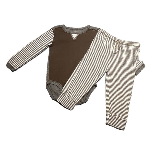 9-12 Boys Burt's Bees Gray Stripes Matched Set