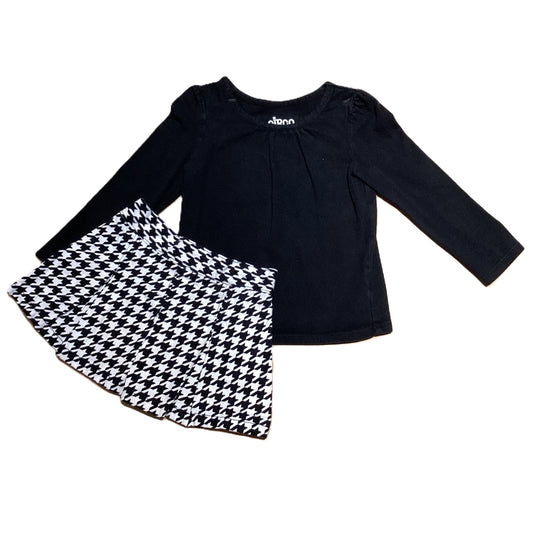 12-18 Girls Circo Black Long Sleeve Shirt, Garanimals Houndstooth Skirt