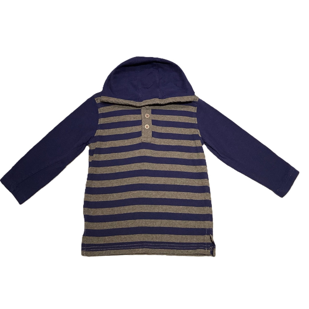 2T Boys Gymboree Gray/Navy Striped Hoodie