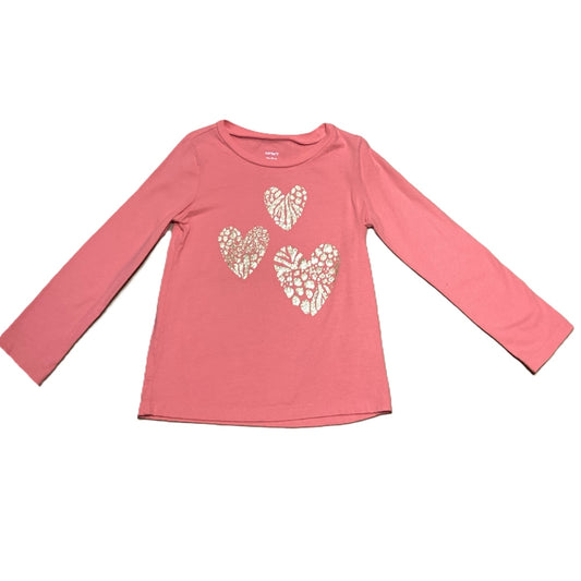 3T Girls Carter's Melon Long Sleeve Shirt with Gold Glitter Hearts