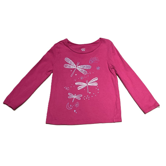 3T Girls Carter's Hot Pink Long Sleeve Shirt w/Dragonflies