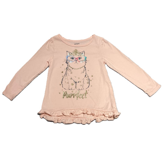 3T Girls Carter's Pink Purrfect Long Sleeve Tshirt