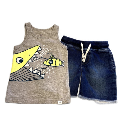 2T Boys Baby Gap Submarine Tank Top, Baby Gap Drawstring Denim Shorts