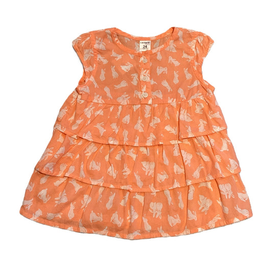 18-24 Girls Carter's Coral Bunny Ruffled Shirt