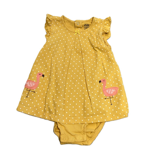 18-24 Girls Child of Mine Yellow Polka Dot Onesie with Built-In Bloomers