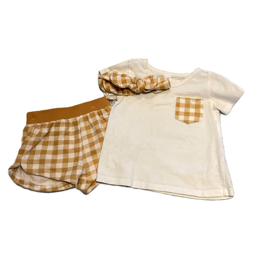 18-24 Girls PL Baby 3-Piece White and Yellow Plaid Set