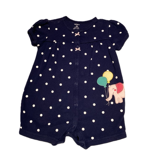 9-12 Girls Carter's Navy Blue w/Polka Dots Bubble w/Elephant & Balloons