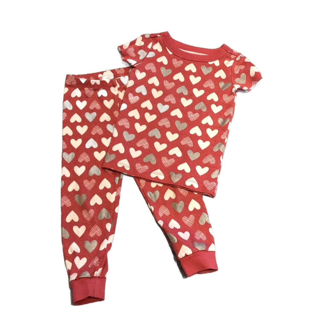 2T Girls Gymboree Pink and White Hearts Pajama Set