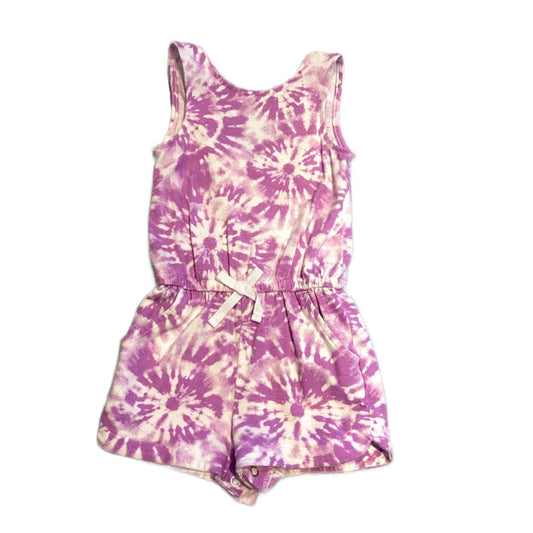 2T Girls Cat & Jack White and Purple Tie-Dye Romper with Crossed Back