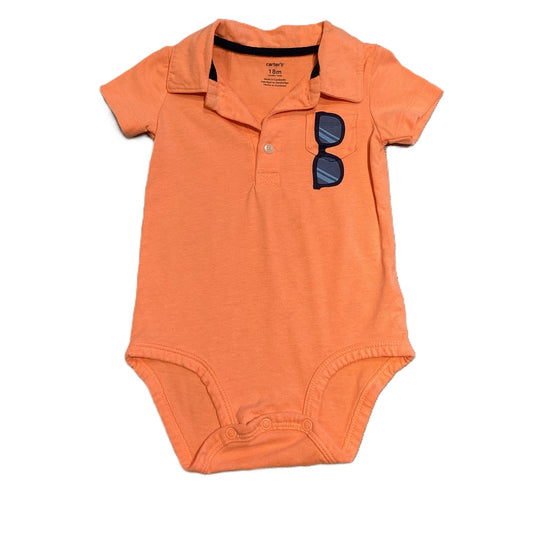 12-18 Boys Carter's Coral Onesie with Fake Sunglasses in Pocket