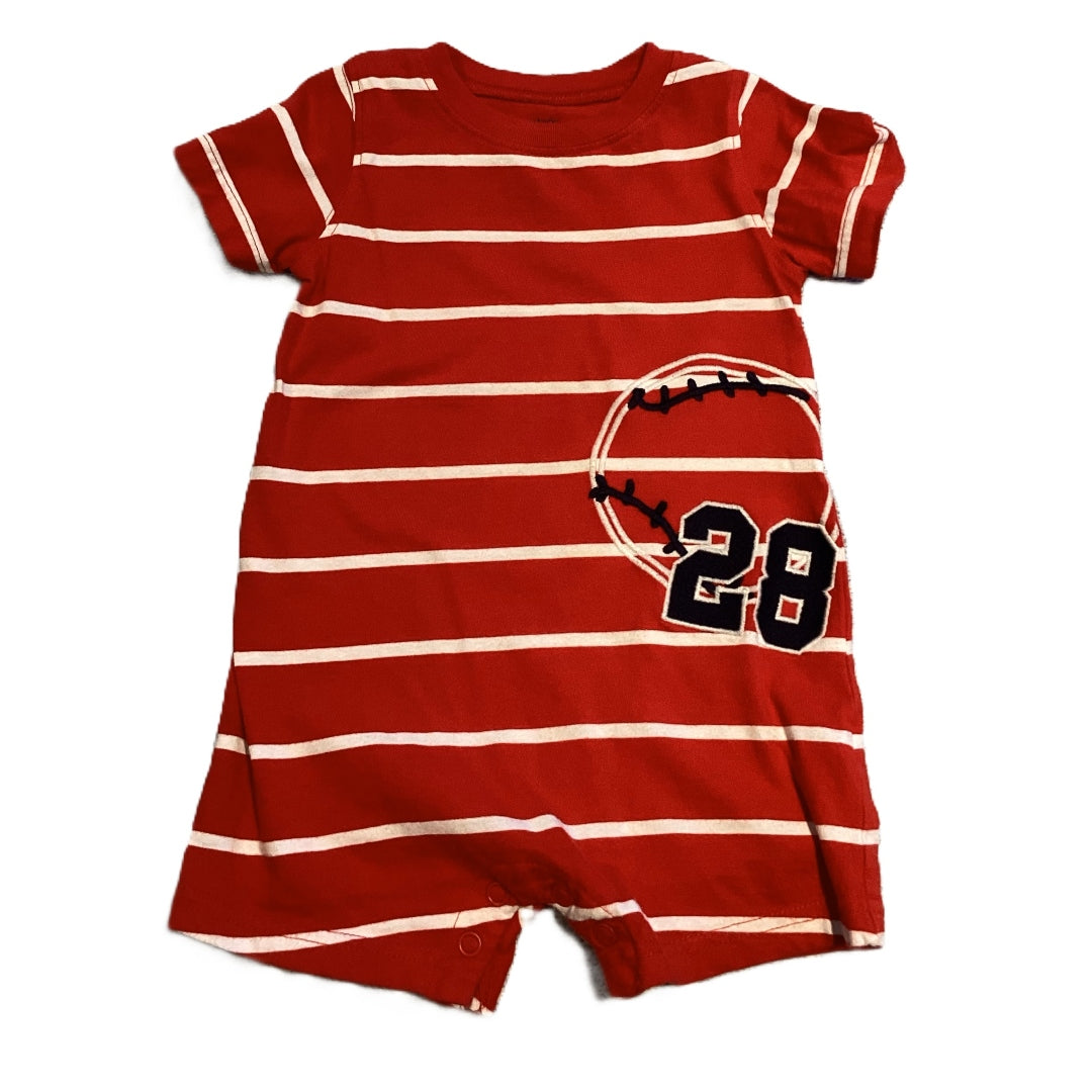 12-18 Boys Carter's Red and White Striped Football Romper