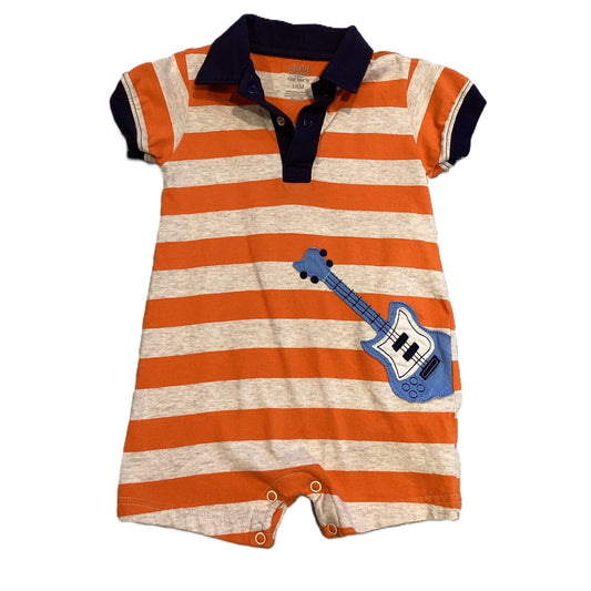 12-18 Boys Carter's Orange and Navy Blue Striped Romper