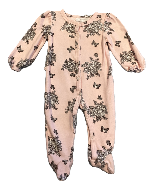 3-6 Girls Laura Ashley Baby Black and Pink Floral Sleeper