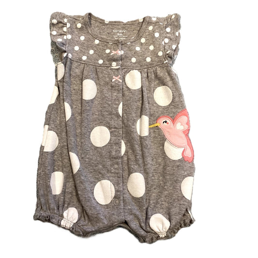 3-6 Girls Carter's Gray Polka Dot Bird Bubble Onesie