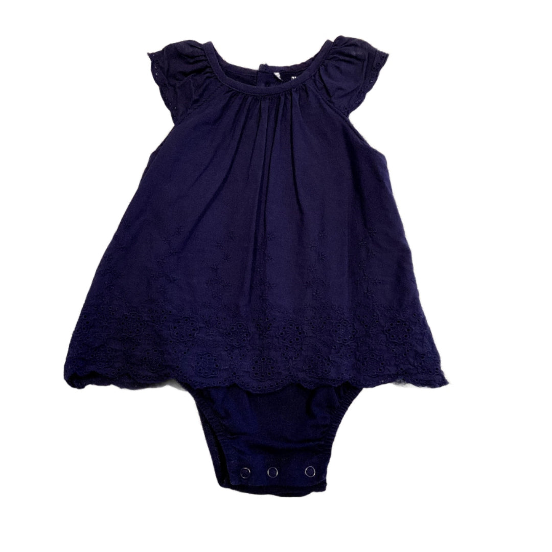 3-6 Girls Just One You Navy Blue Dress with Built-In Onesie