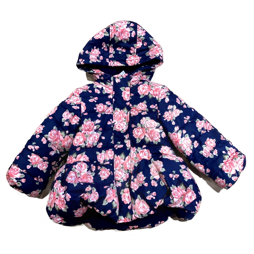 3T Girls Navy/Pink Floral Puffer Jacket