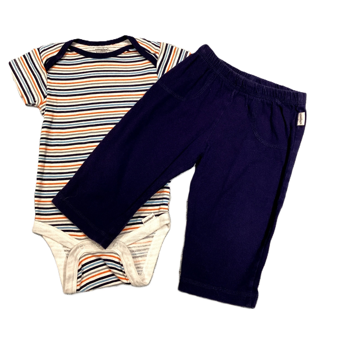 6-9 Boys Onesie Striped Onesie, Matching Blue Pants