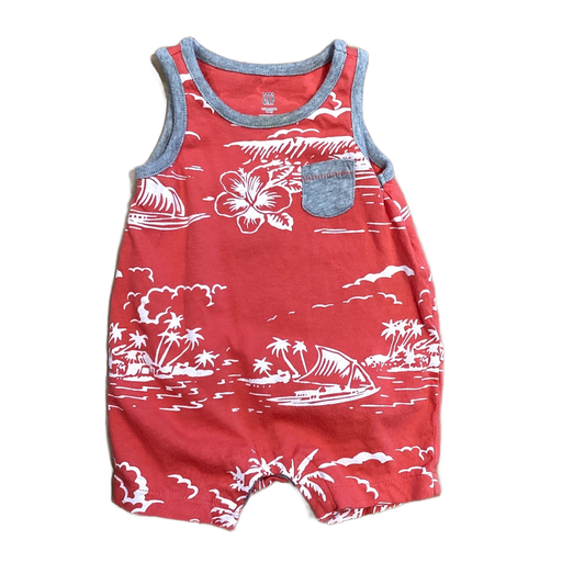 0-3 Boys Baby Gap Coral Tropical Print Tank Top Onesie