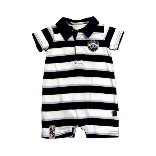 0-3 Boys Koala Baby Boutique Navy Blue/White Nautical Decal Polo Romper