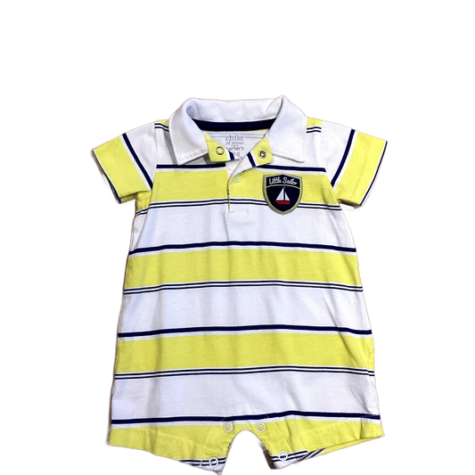 0-3 Boys Carter's White, Blue and Yellow Little Sailor Polo Onesie