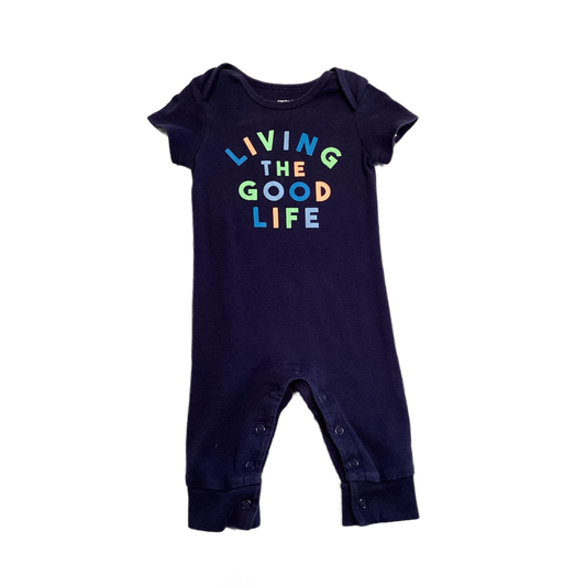 0-3 Boys Carter's Navy Blue Living The Good Life Romper