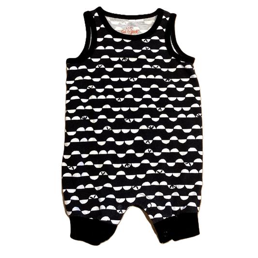 0-3 Boys Cat & Jack Black and White Patterned Tank Top Romper