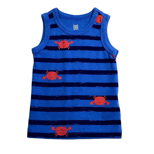 0-3 Boys Just One You Blue Striped Crab Tank Top