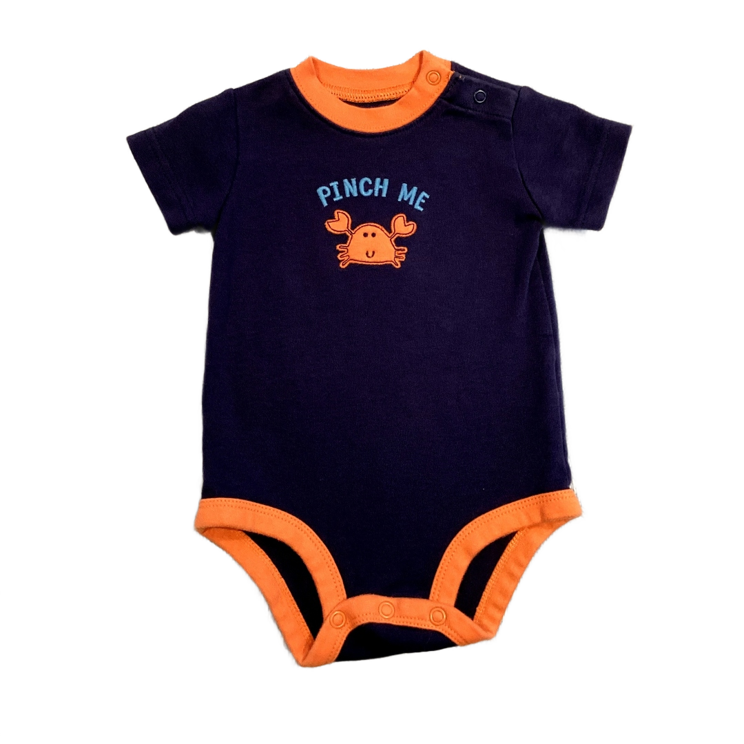 0-3 Boys Carter's Navy Blue and Orange Pinch Me Onesie