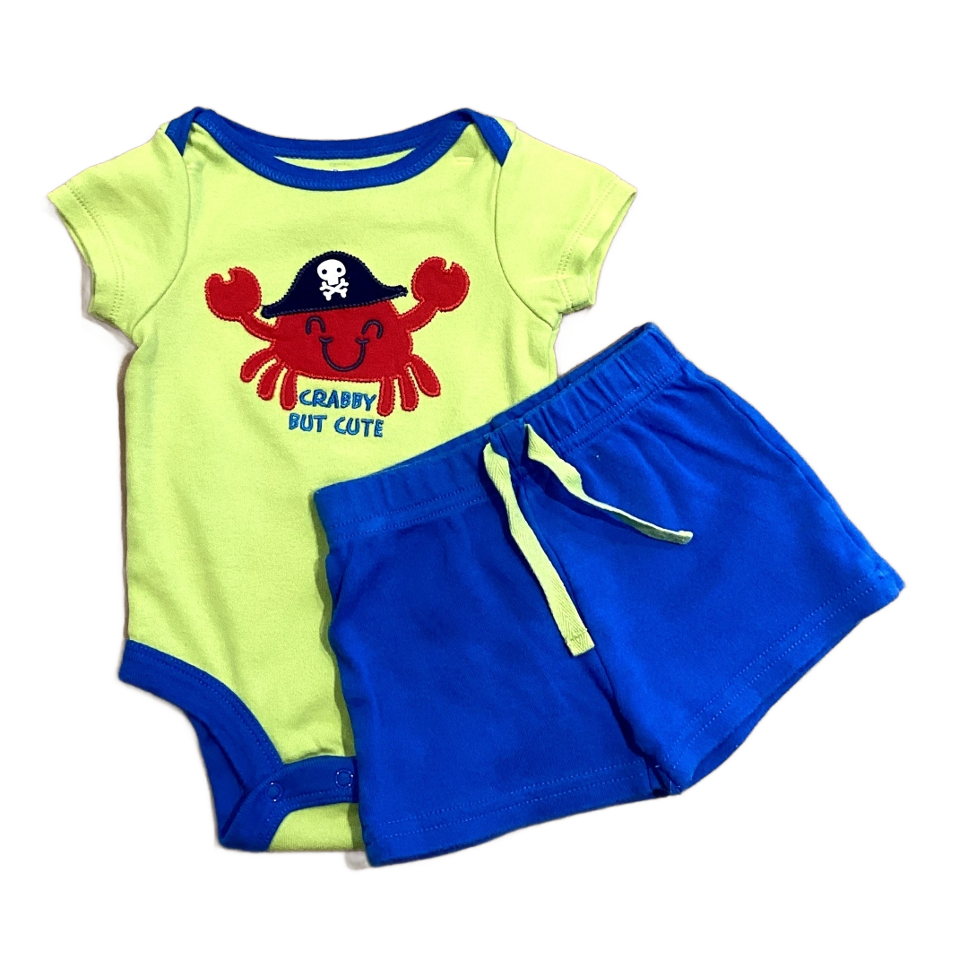 0-3 Boys Koala Baby Neon Yellow Crabby But Cute Matching Set with Shorts